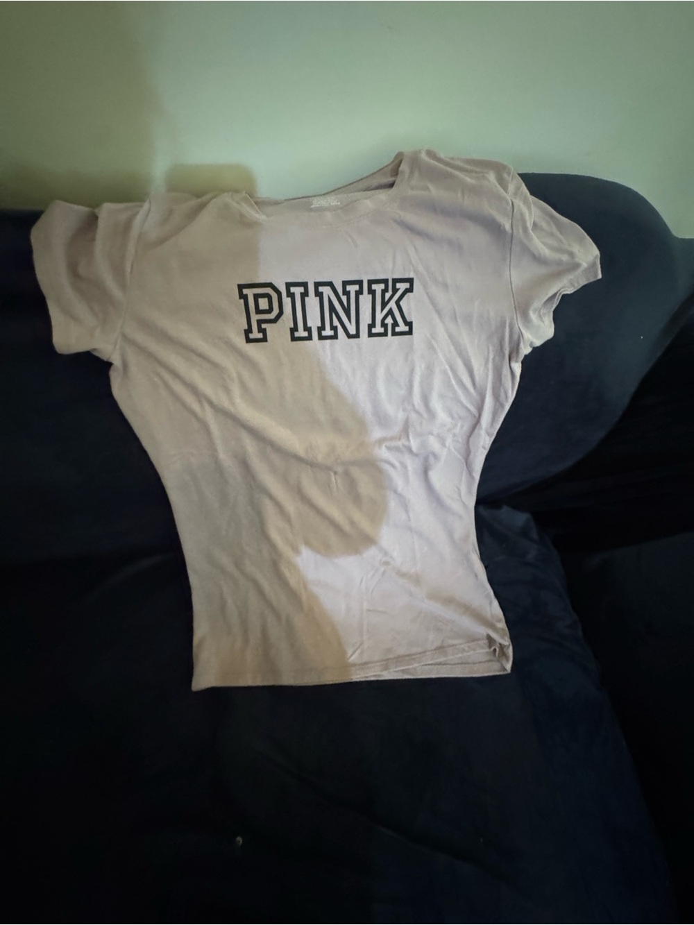 PINK Victoria's Secret Pale Mauve Short Sleeve Logo Tee